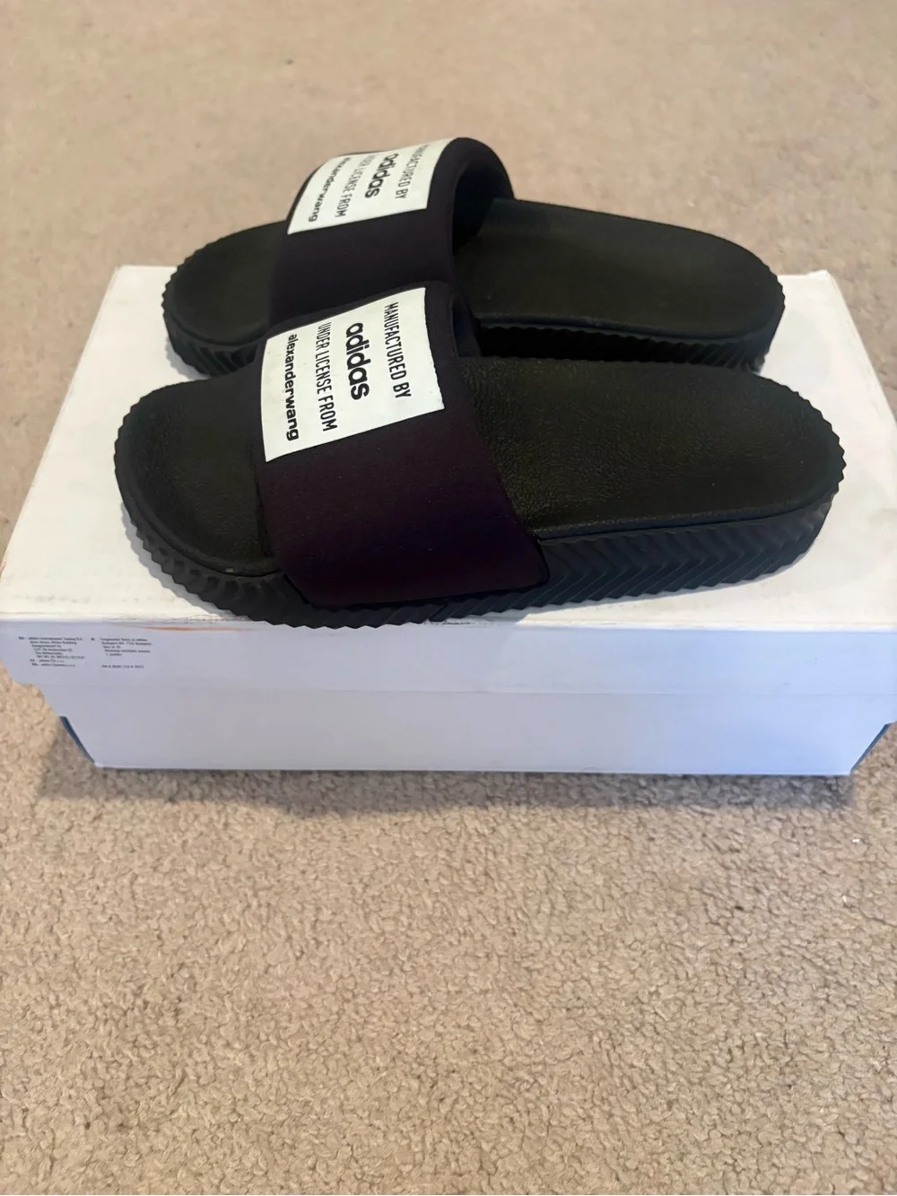 adidas Black Logo Strap Slide Sandals